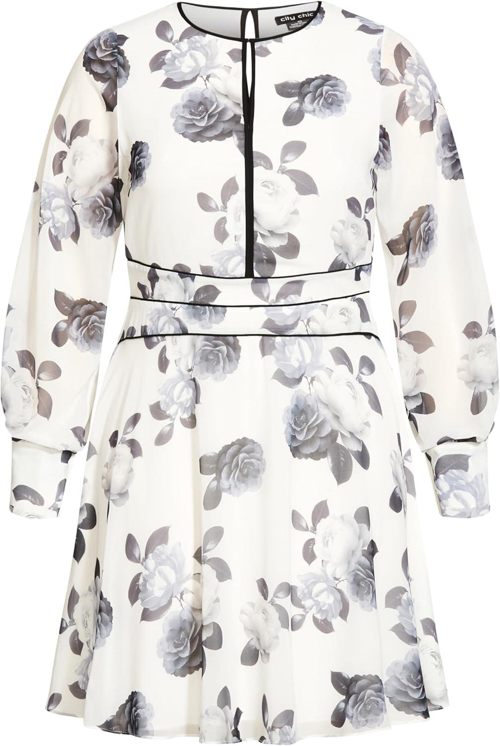 image:imageCITY CHIC Womens Irena DressIvory Camelia Fl