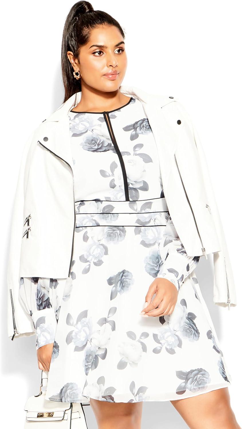 image:imageCITY CHIC Womens Irena DressIvory Camelia Fl