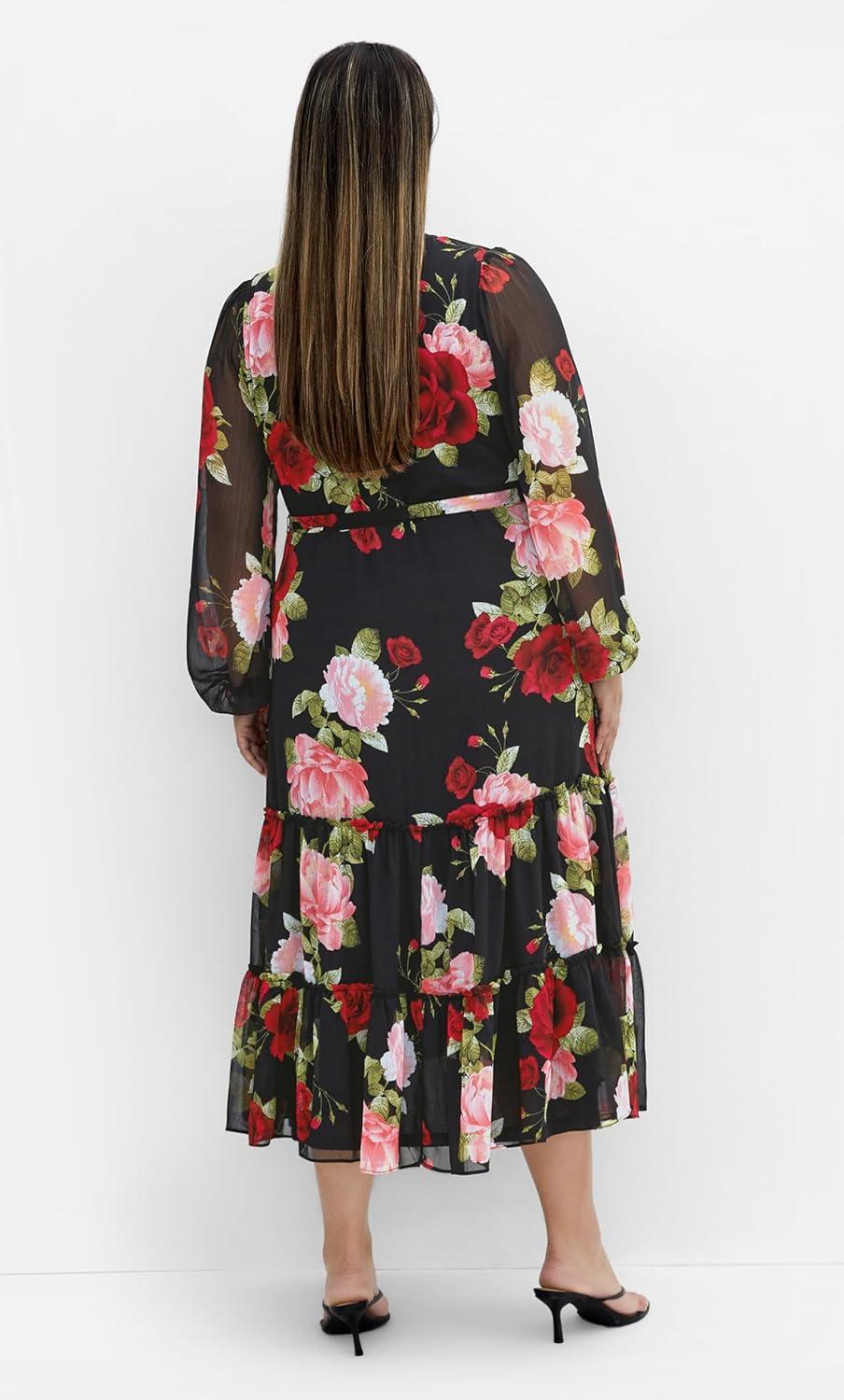 image:imageCity Chic Womens Dress Roma Print Long SleeveDolce Black
