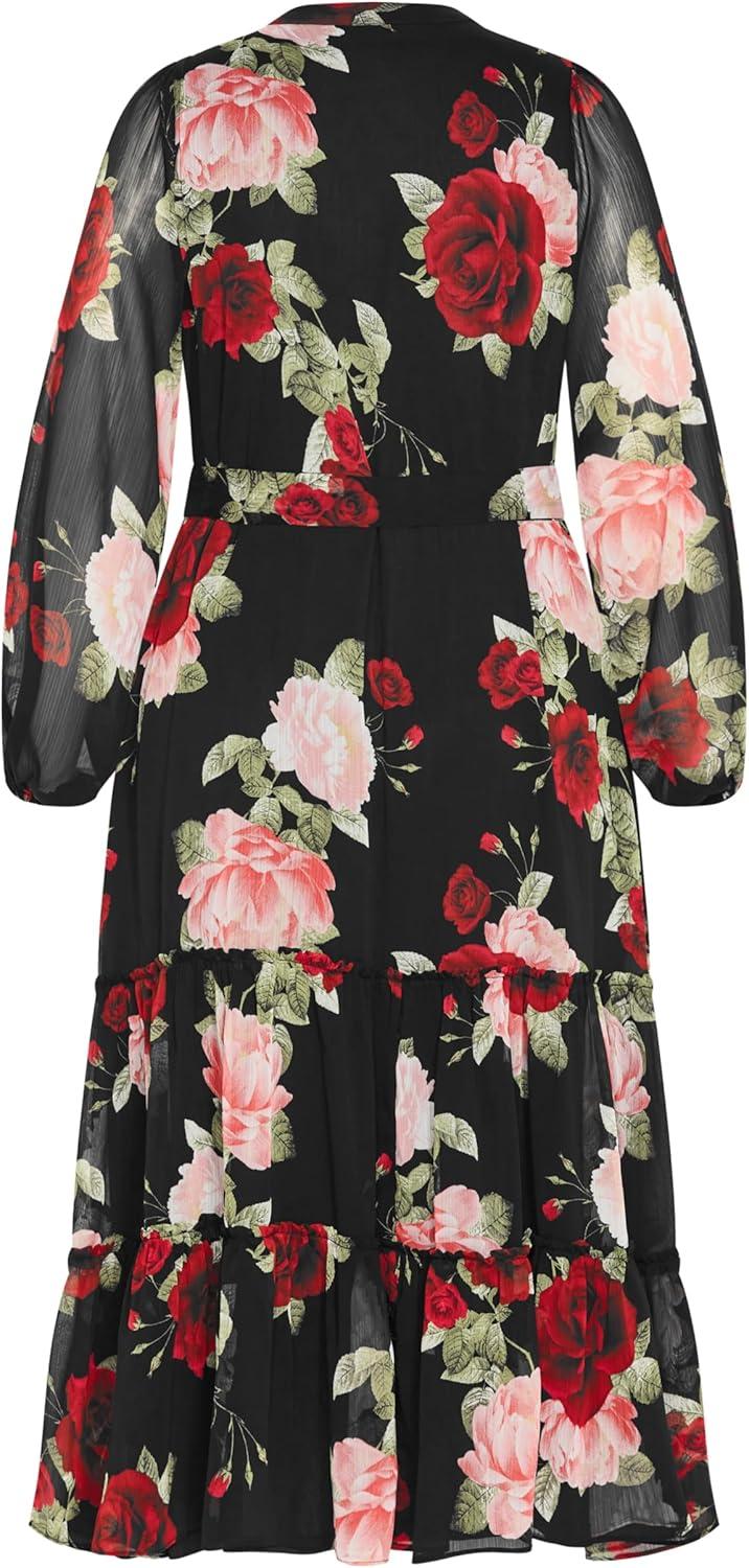 image:imageCity Chic Womens Dress Roma Print Long SleeveDolce Black