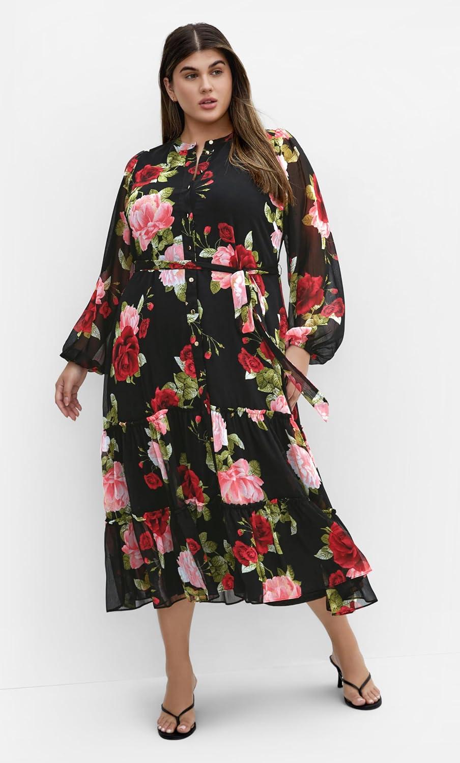 image:imageCity Chic Womens Dress Roma Print Long SleeveDolce Black