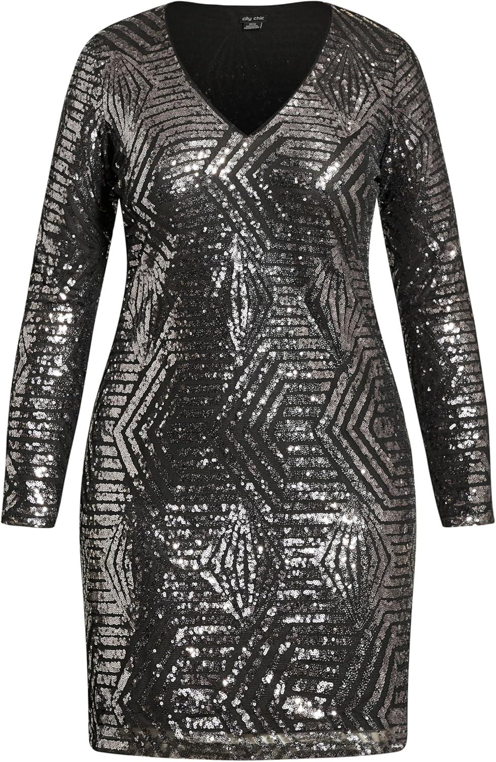 image:imageCity Chic Womens Plus Size Cocktail Dress Bright LightsGunmetal