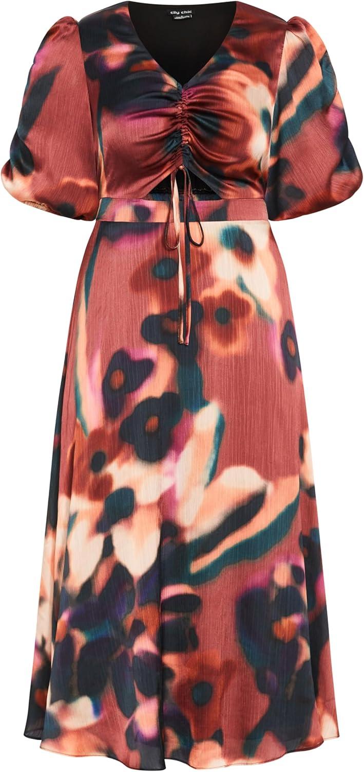image:imageCity Chic Womens Plus Size Dress Cammy PrintAbstract Illusion