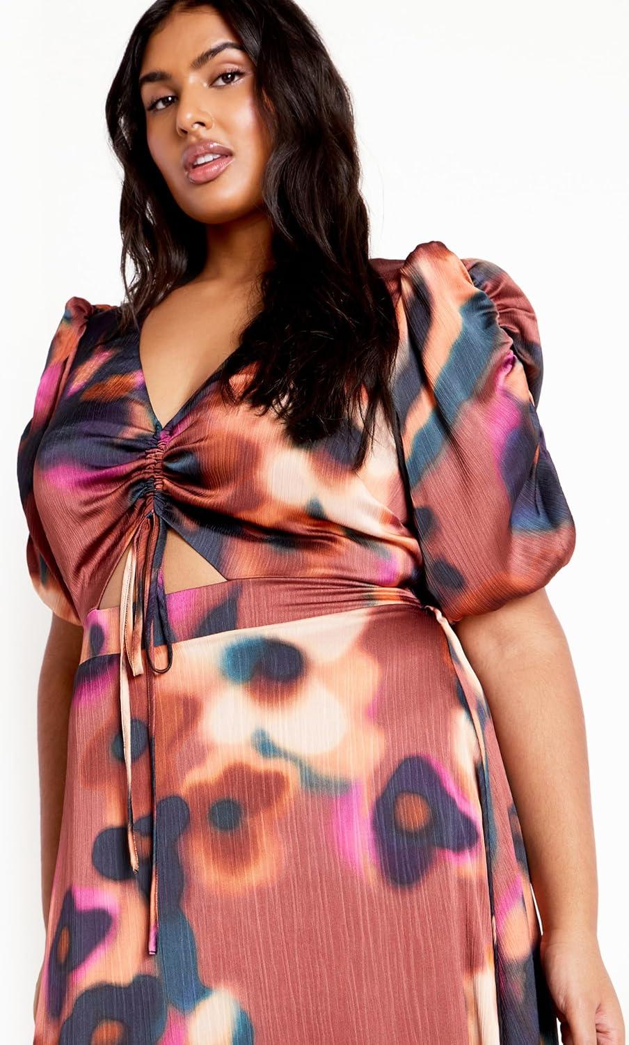 image:imageCity Chic Womens Plus Size Dress Cammy PrintAbstract Illusion