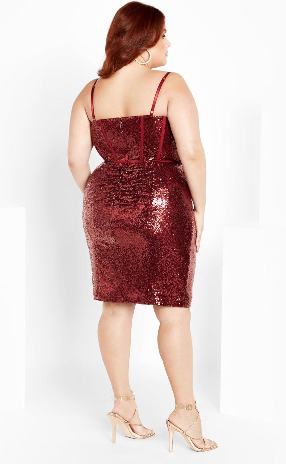 image:imageCity Chic Womens Plus Size Girly Sequin Dress 12Ruby