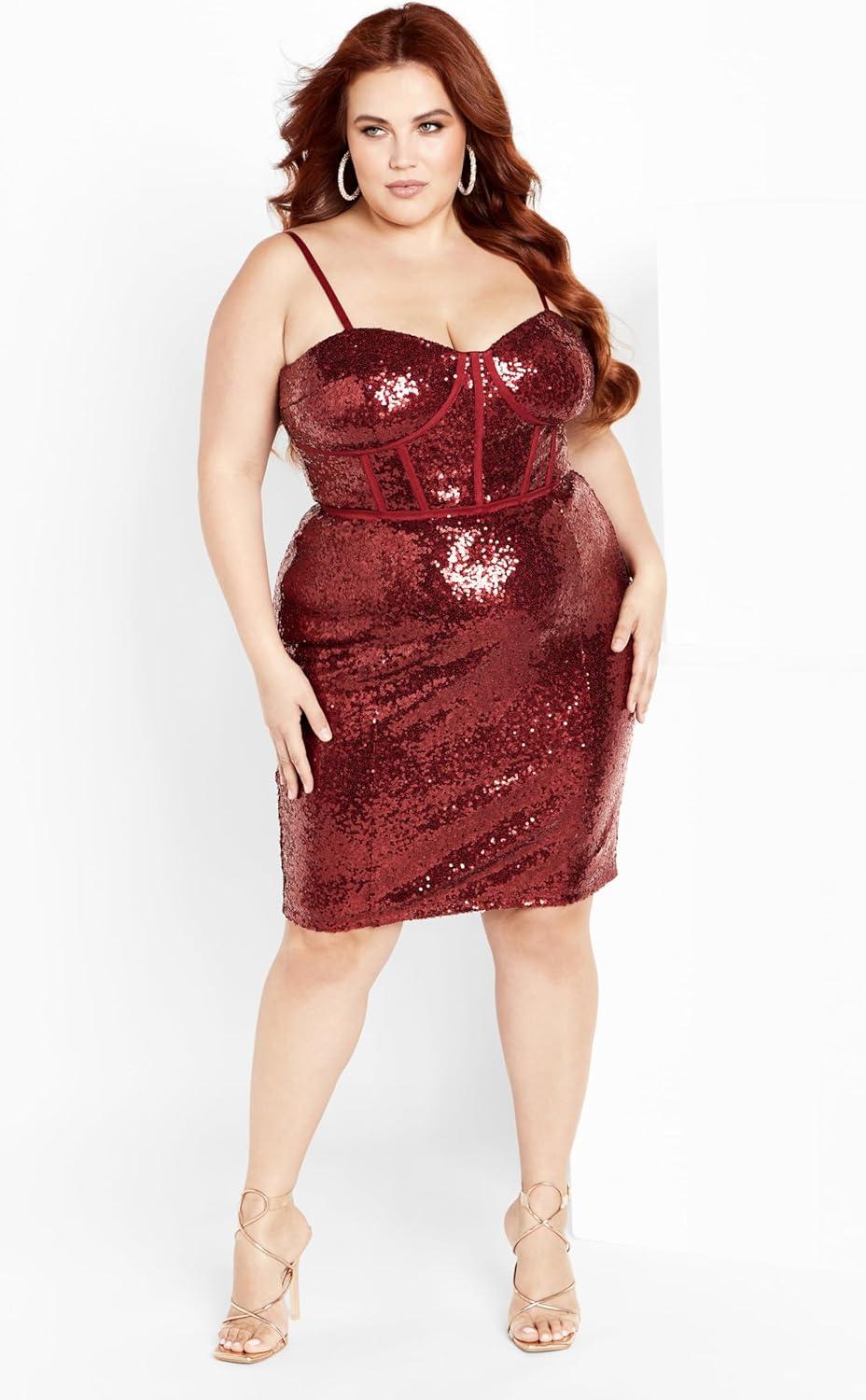 image:imageCity Chic Womens Plus Size Girly Sequin Dress 12Ruby