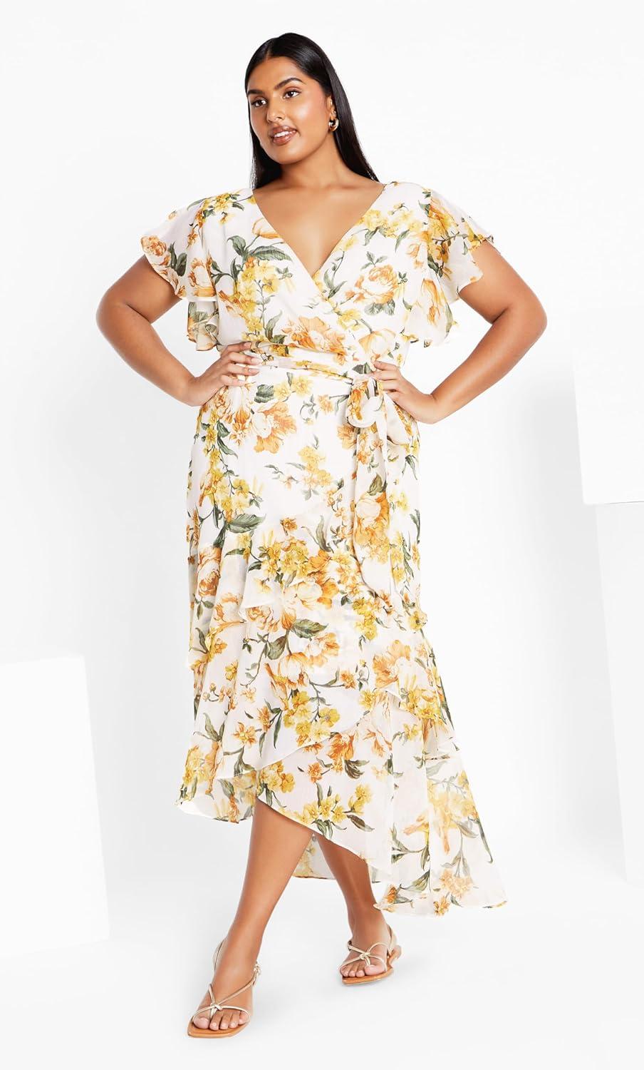 image:imageCity Chic Womens Plus Size Maxi Dress Flirty Tier PrintButter Perfect Petal