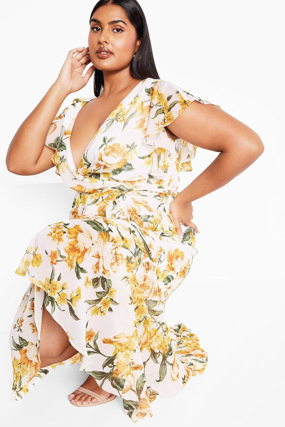 image:imageCity Chic Womens Plus Size Maxi Dress Flirty Tier PrintButter Perfect Petal