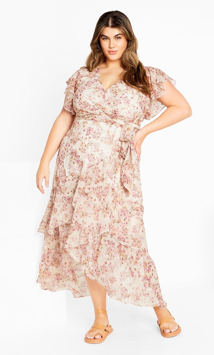 image:imageCity Chic Womens Plus Size Maxi Dress Flirty Tier PrintPretty Meadow