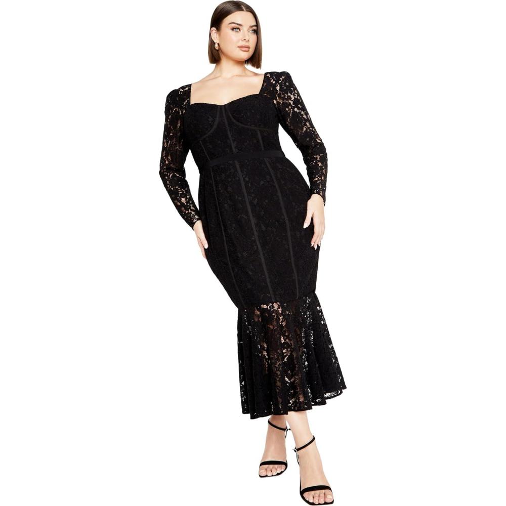 image:imageCity Chic Plus Size Dress Lace Valencia DressBlack