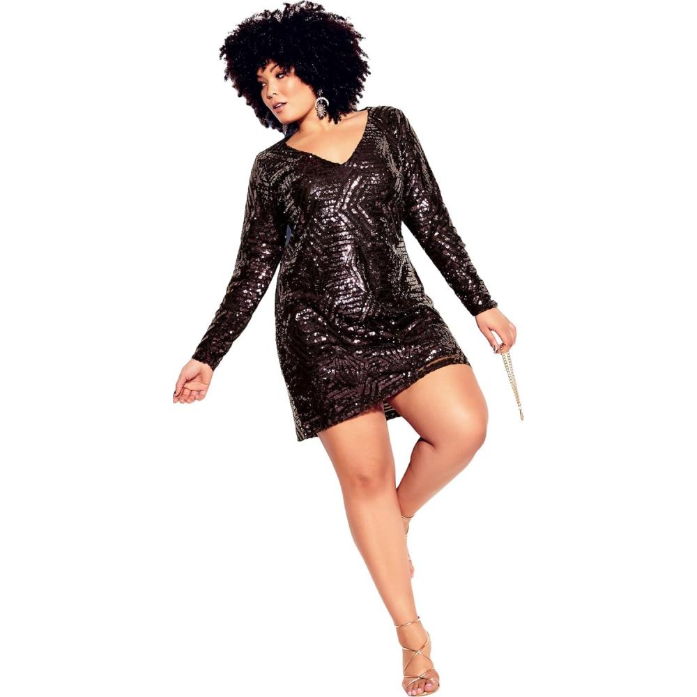 image:imageCity Chic Womens Plus Size Cocktail Dress  Bright LightsRoyal Purple
