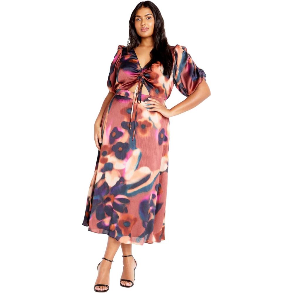 image:imageCity Chic Womens Plus Size Dress Cammy PrintAbstract Illusion