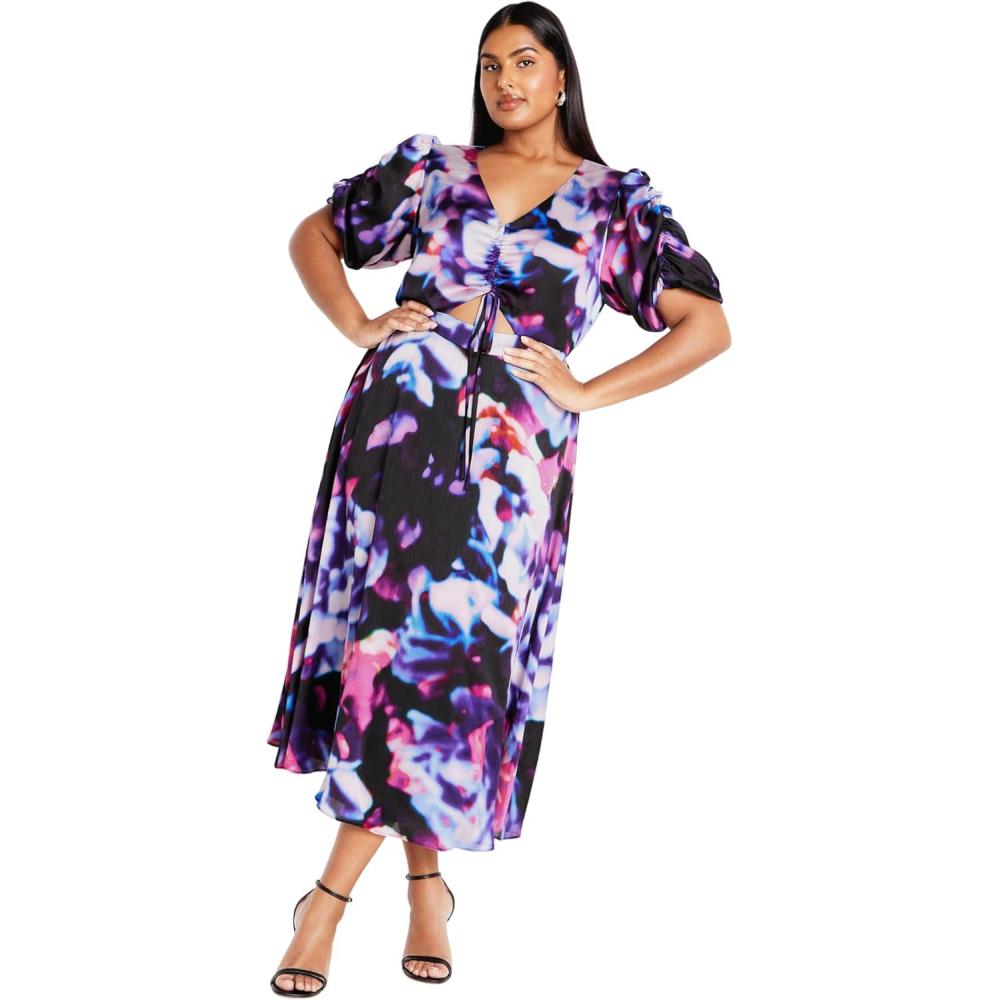 image:imageCity Chic Womens Plus Size Dress  Cammy PrintNeon Lights