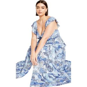 City Chic Plus Size Dress, Blushing Beauty Maxi Dress(Blues Beauty)