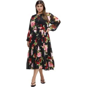 City Chic Womens Dress – Roma Print Long Sleeve(Dolce Black)