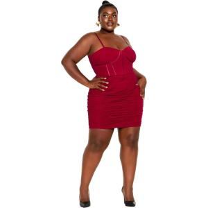 City Chic Women’s Plus Size Dress – Girly Mesh(Love Red)