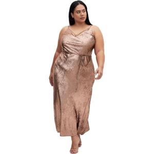 City Chic Women’s Plus Size Dress – Kaia Metallic Slip(Metallic Gold)