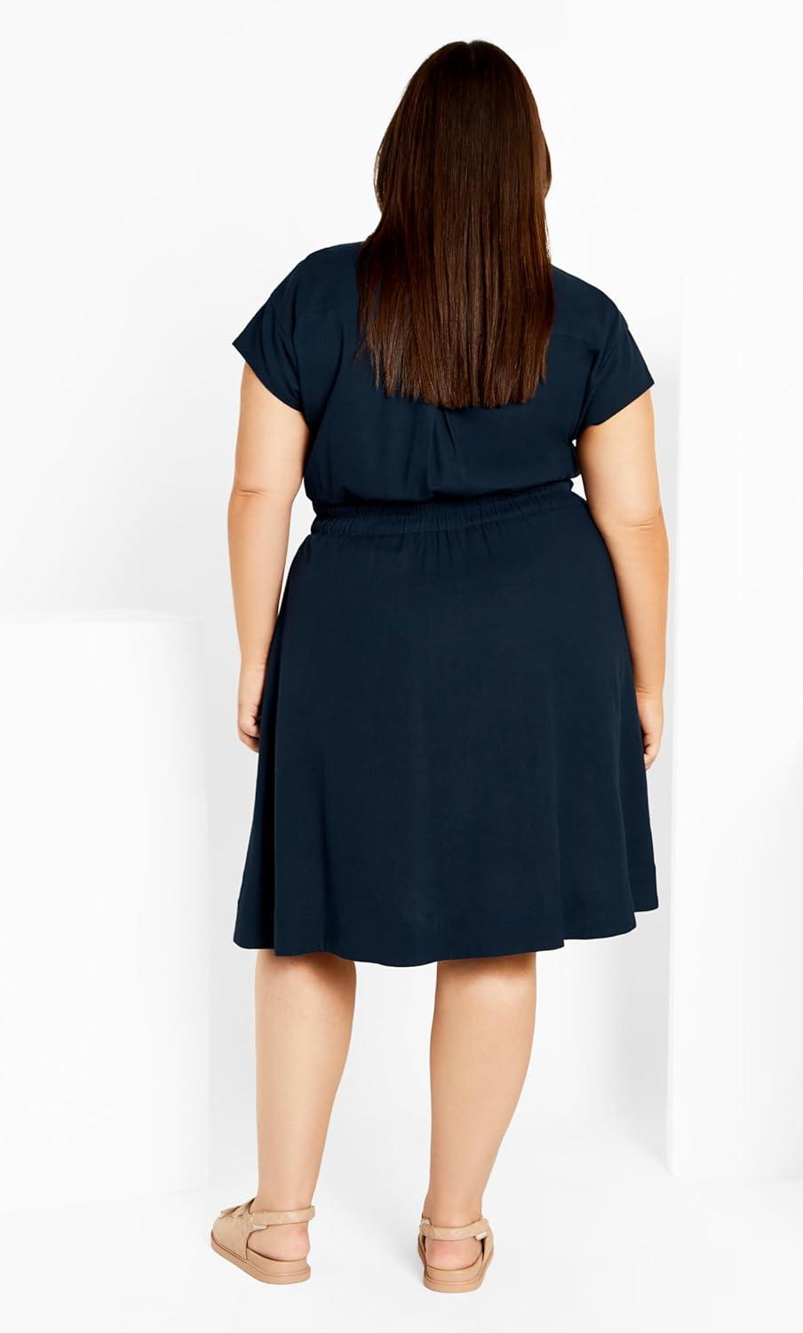 image:imageCity Chic Plus Size Dress Antonella Cap Sleeve Collared DressNavy