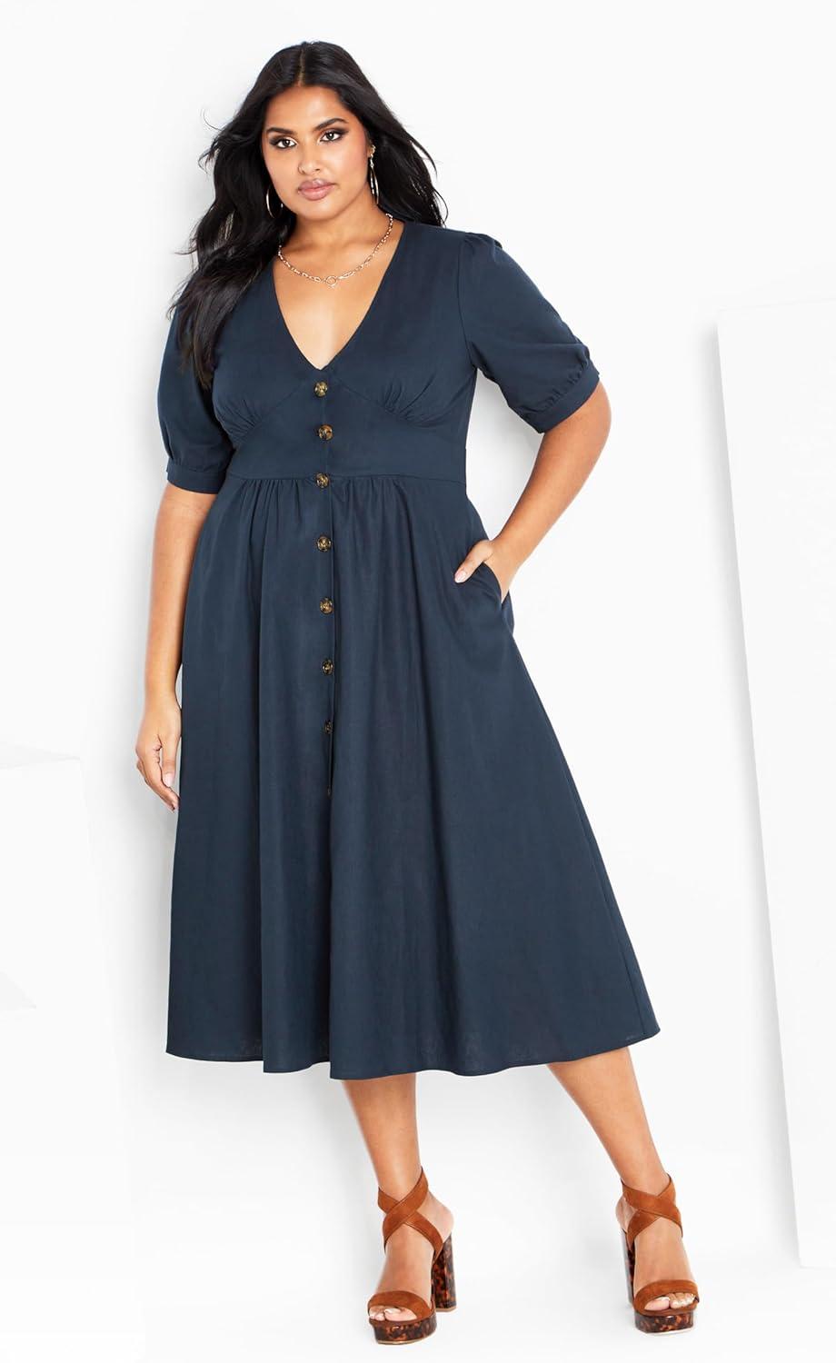 image:imageCity Chic Womens Plus Size Sunset Stroll DressNavy
