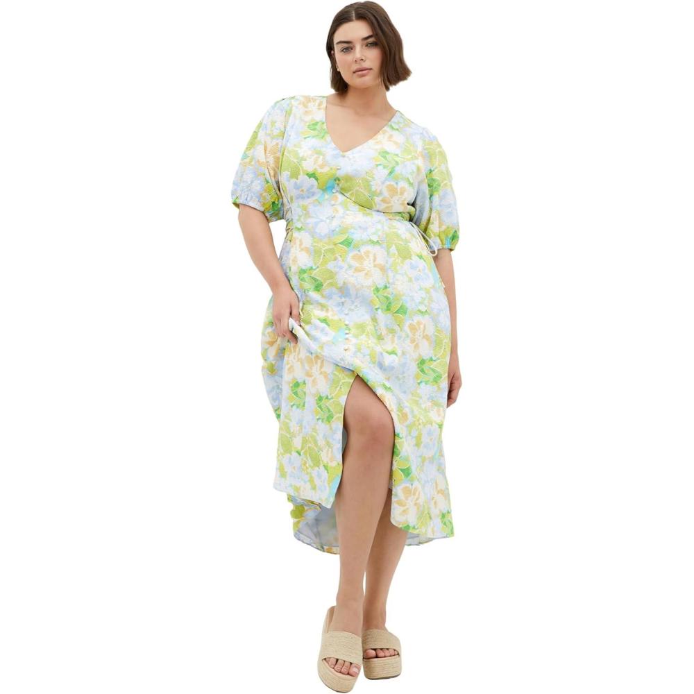 image:imageCity Chic Womens Plus Size Dress  Roselle Button Corset MidiPastel Floral