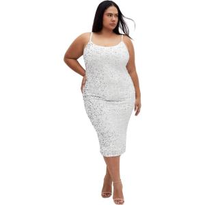 City Chic Plus Size Sequin Solar Silver Dress(Silver)
