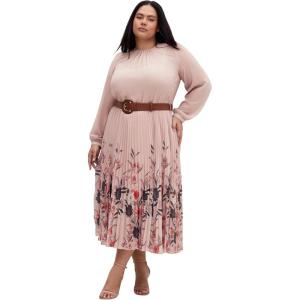 City Chic Women’s Dress-Love Pleat Border(Buff)
