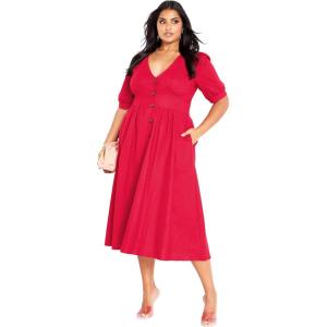 City Chic Women’s Plus Size Sunset Stroll Dress(Crimson)
