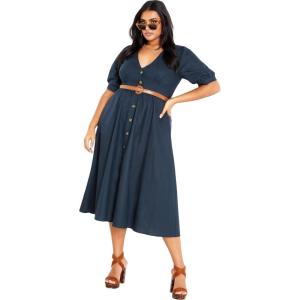 City Chic Women’s Plus Size Sunset Stroll Dress(Navy)
