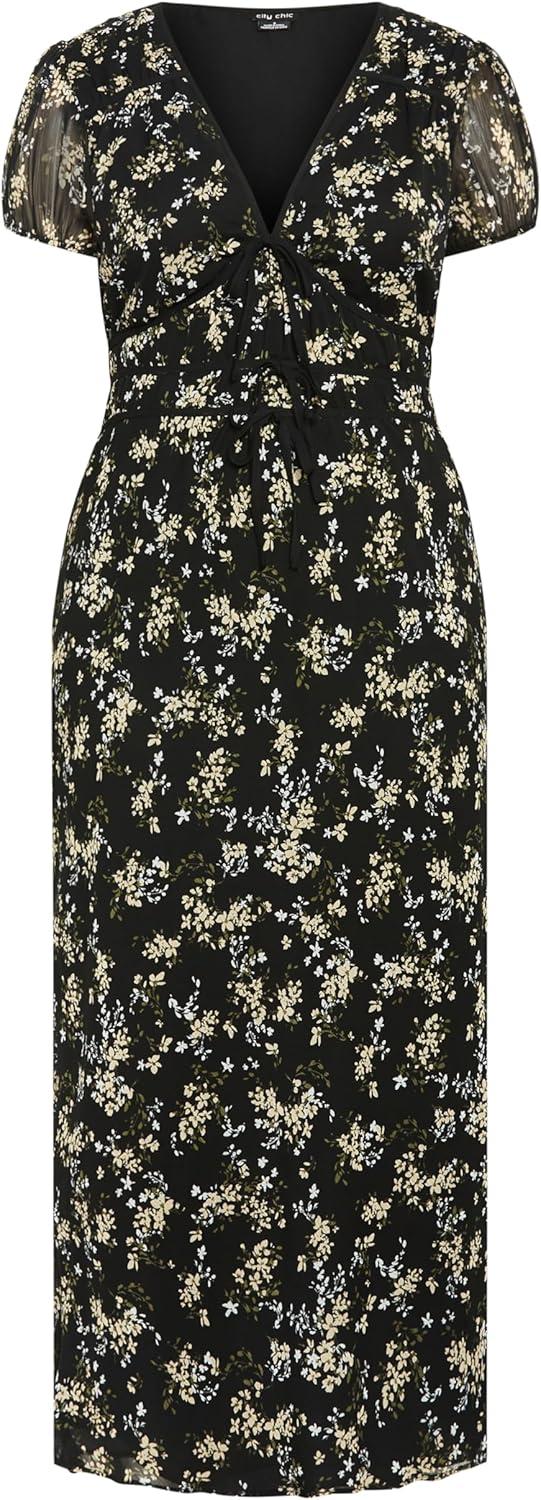 image:imageCity Chic Womens Plus Size Dress Midi CaraNightfall Ditsy