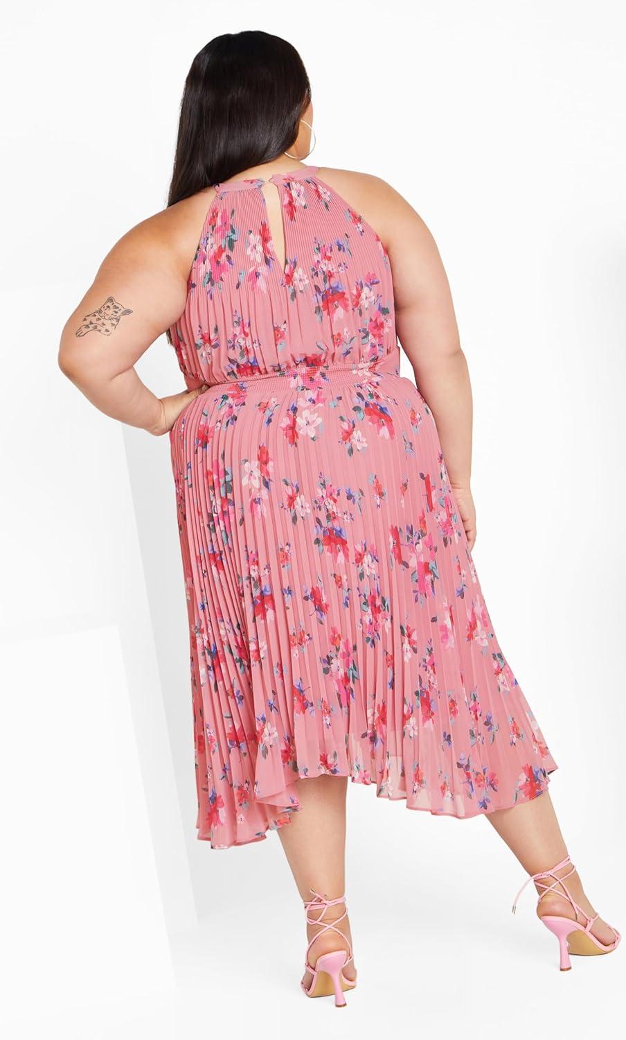 image:imageCity Chic Womens Plus Size Miriam Print DressBlush Lotte Bunch