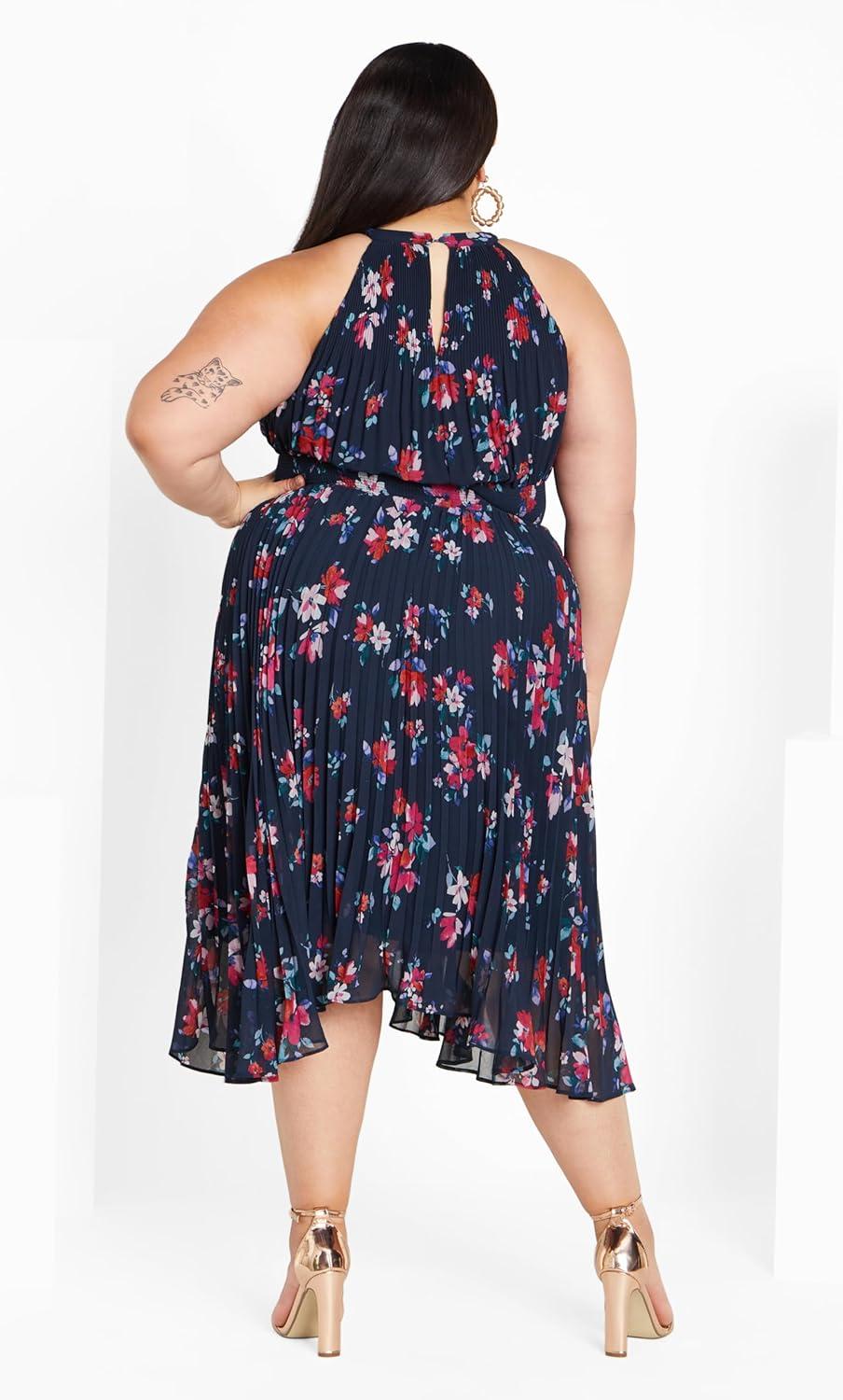 image:imageCity Chic Womens Plus Size Miriam Print DressNavy Lotte Bunch