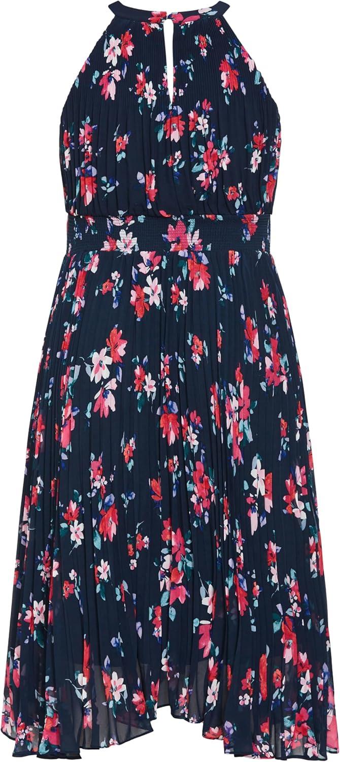image:imageCity Chic Womens Plus Size Miriam Print DressNavy Lotte Bunch