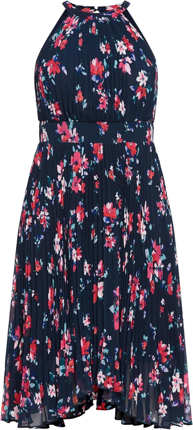 image:imageCity Chic Womens Plus Size Miriam Print DressNavy Lotte Bunch