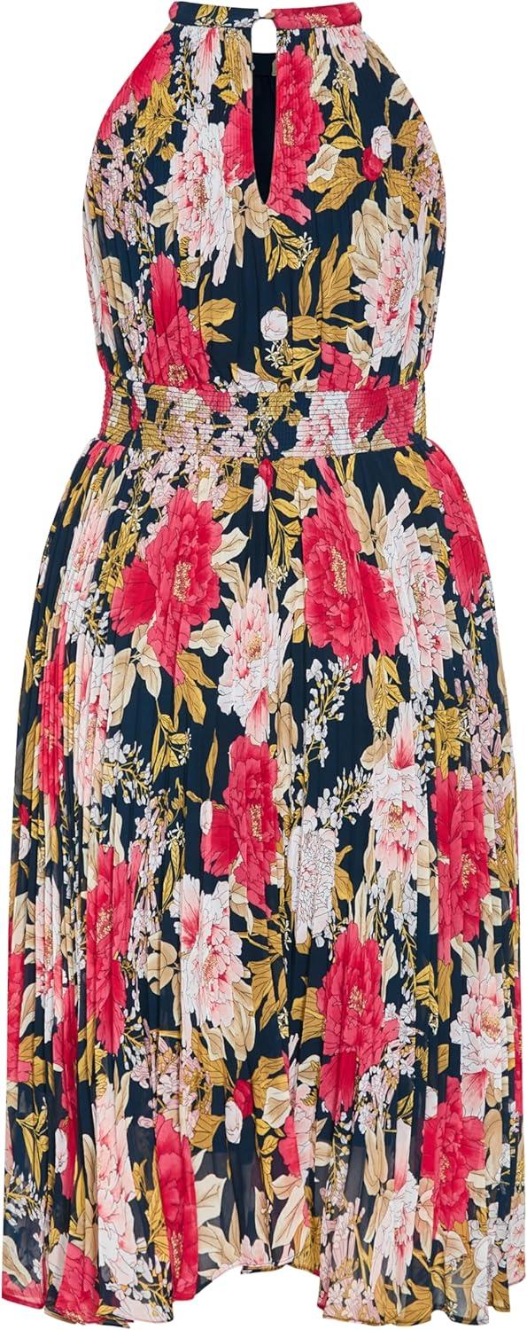 image:imageCity Chic Womens Plus Size Miriam Print DressNavy Wild Rose