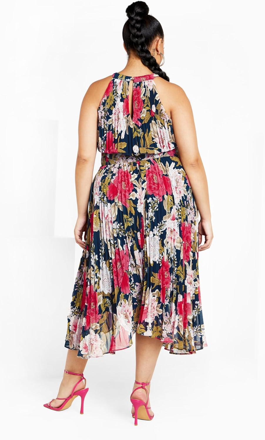 image:imageCity Chic Womens Plus Size Miriam Print DressNavy Wild Rose