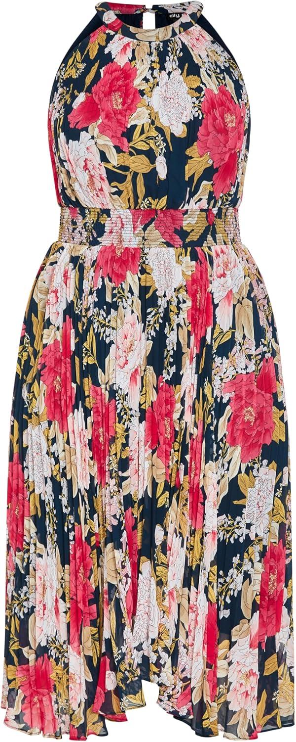 image:imageCity Chic Womens Plus Size Miriam Print DressNavy Wild Rose