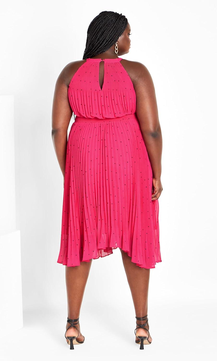 image:imageCity Chic Womens Plus Size Miriam Print DressShock PinkBlk Spot