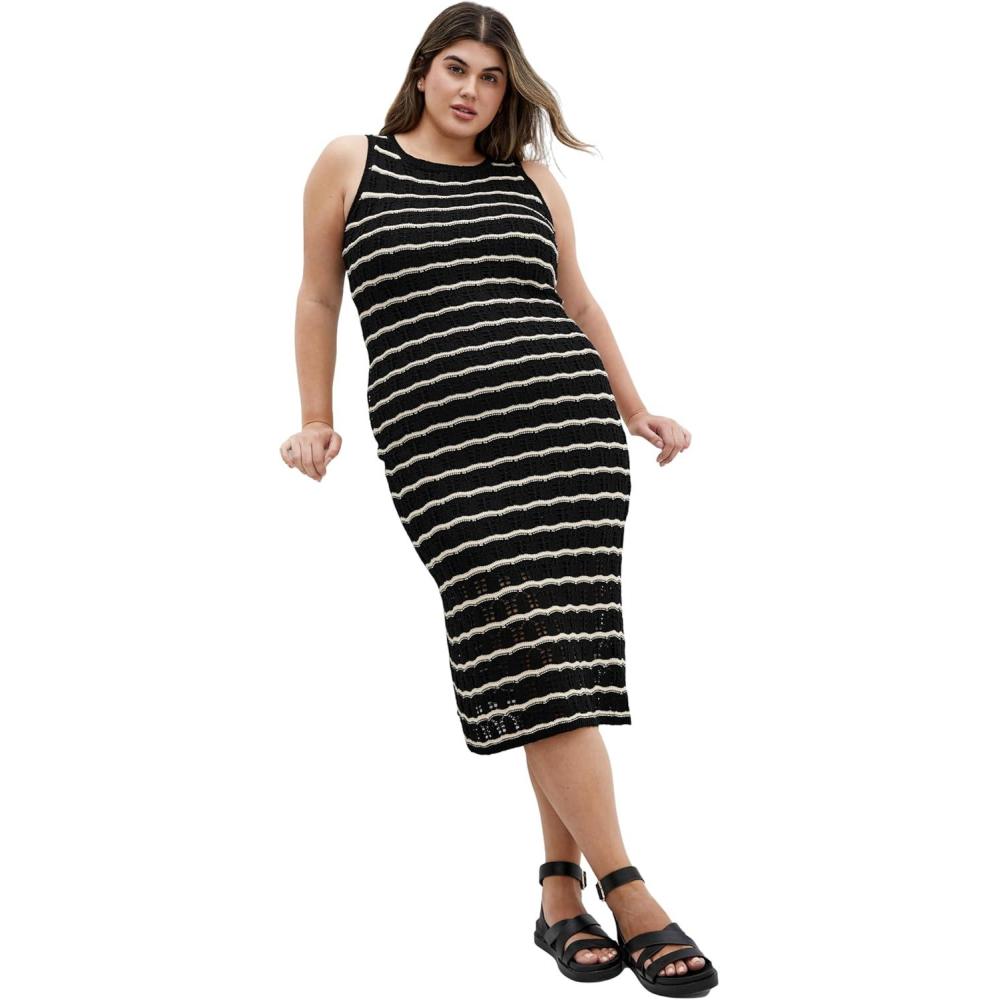 image:imageCity Chic Womens Plus Size Dress  Crochet StripeMono Wave