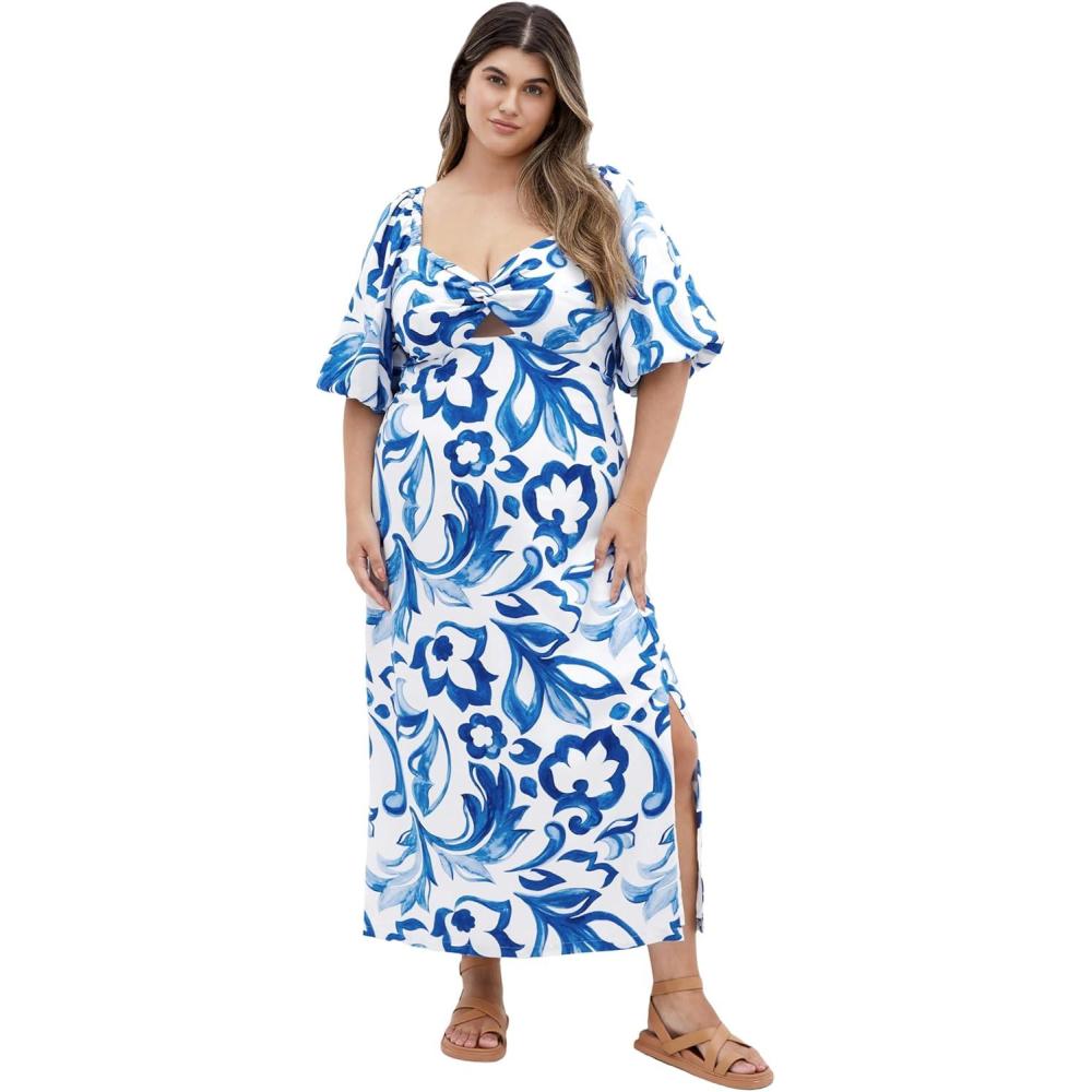 image:imageCity Chic Womens Plus Size Dress  Nala MidiSantorini Prt