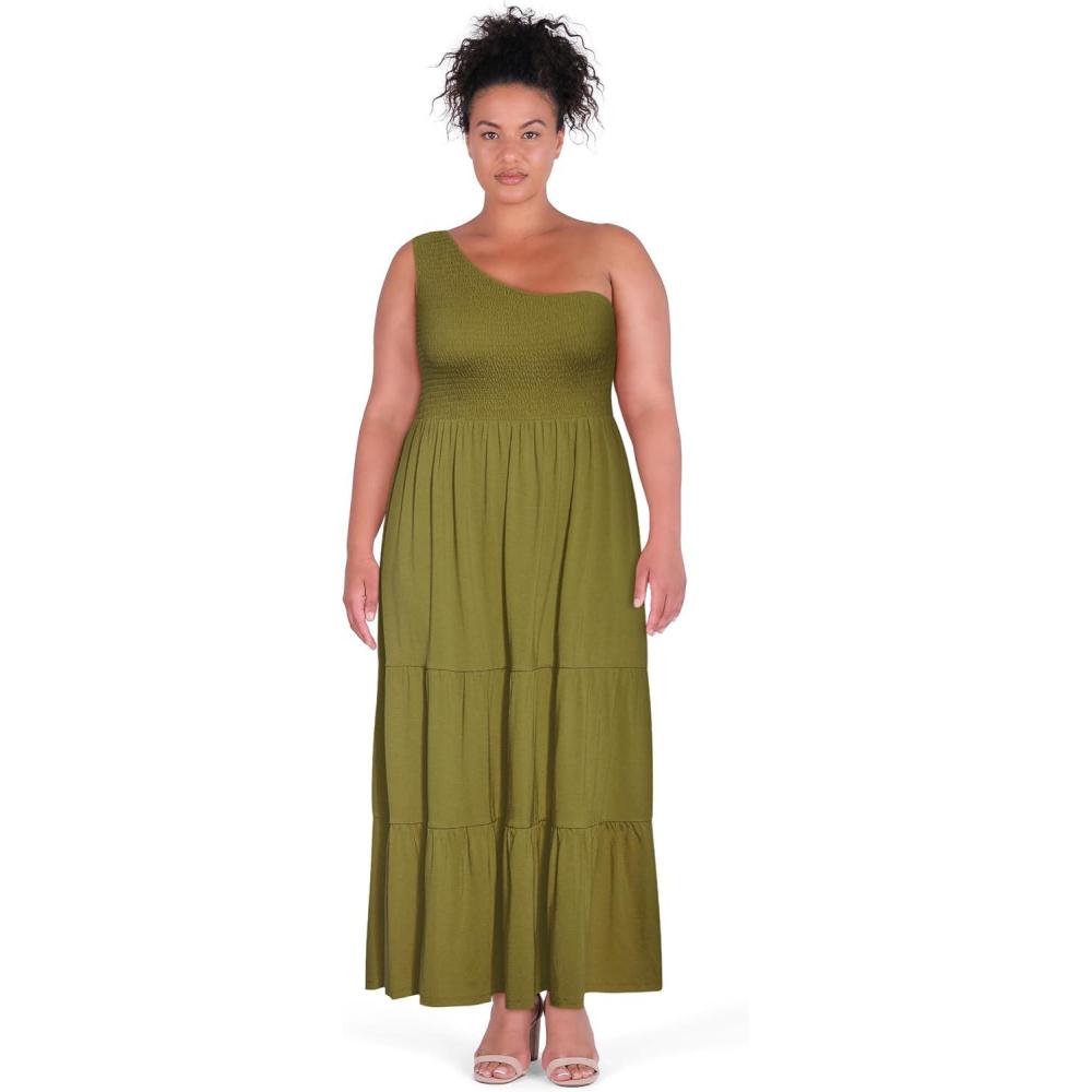 image:imageCity Chic Womens Plus Size Dress  One Shoulder CasualOlive