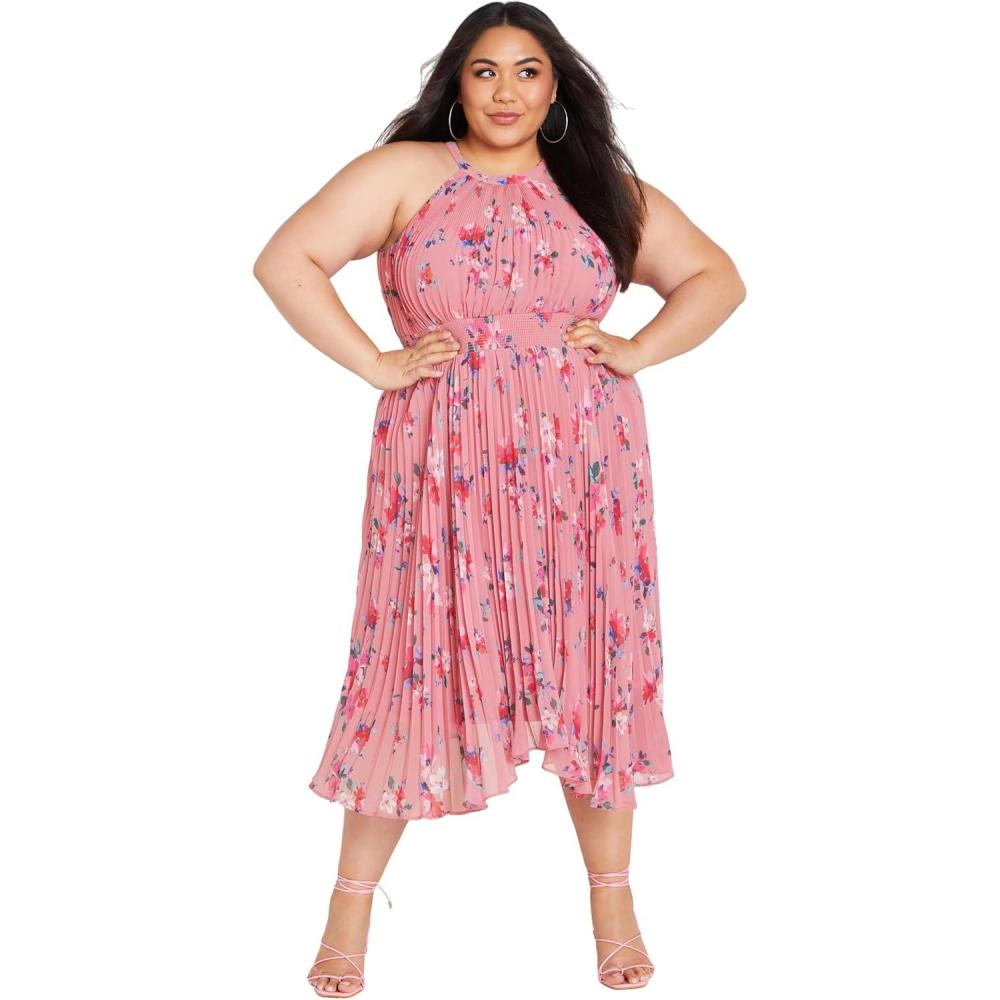 image:imageCity Chic Womens Plus Size Miriam Print DressBlush Lotte Bunch