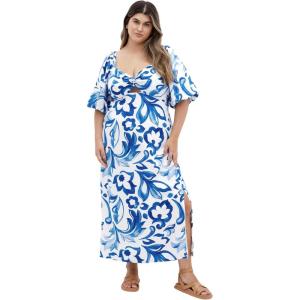 City Chic Women’s Plus Size Dress – Nala Midi(Santorini Prt)