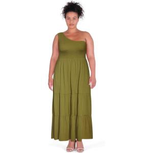 City Chic Women’s Plus Size Dress – One Shoulder Casual(Olive)