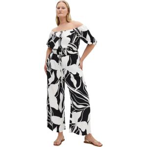 City Chic Women’s Plus Size Jumpsuit – Erica Print(Palm Paradise)