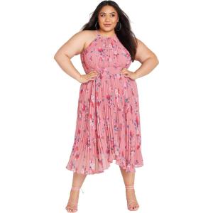 City Chic Women’s Plus Size Miriam Print Dress(Blush Lotte Bunch)