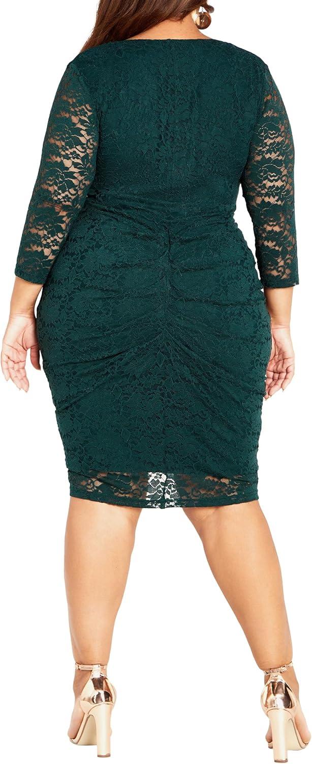 image:imageCity Chic Womens Plus Size Cocktail Dress Lacey ZipEmerald