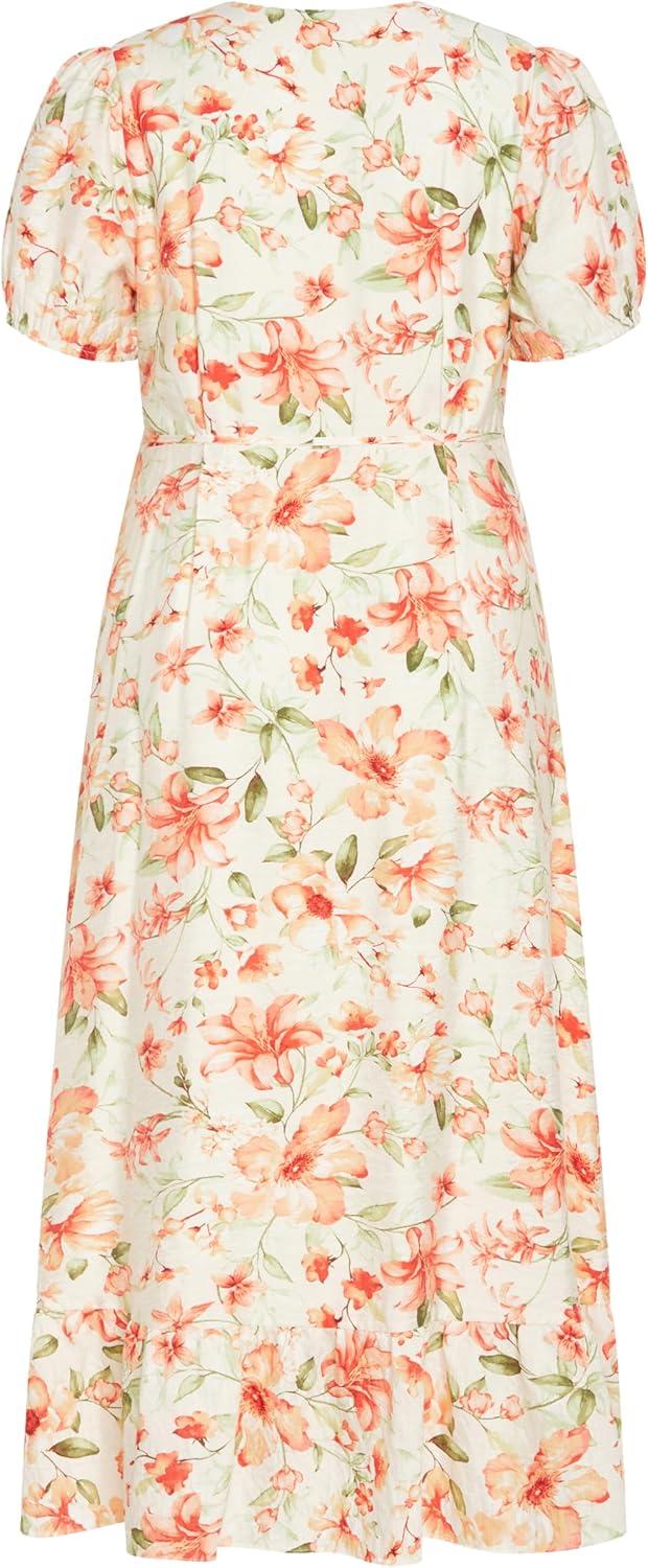 image:imageCity Chic Womens Plus Size Dress Sarina Print Wrap MidiPeachy Fl