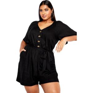 City Chic Plus Size Playsuit, Brielle Playsuit(Black)