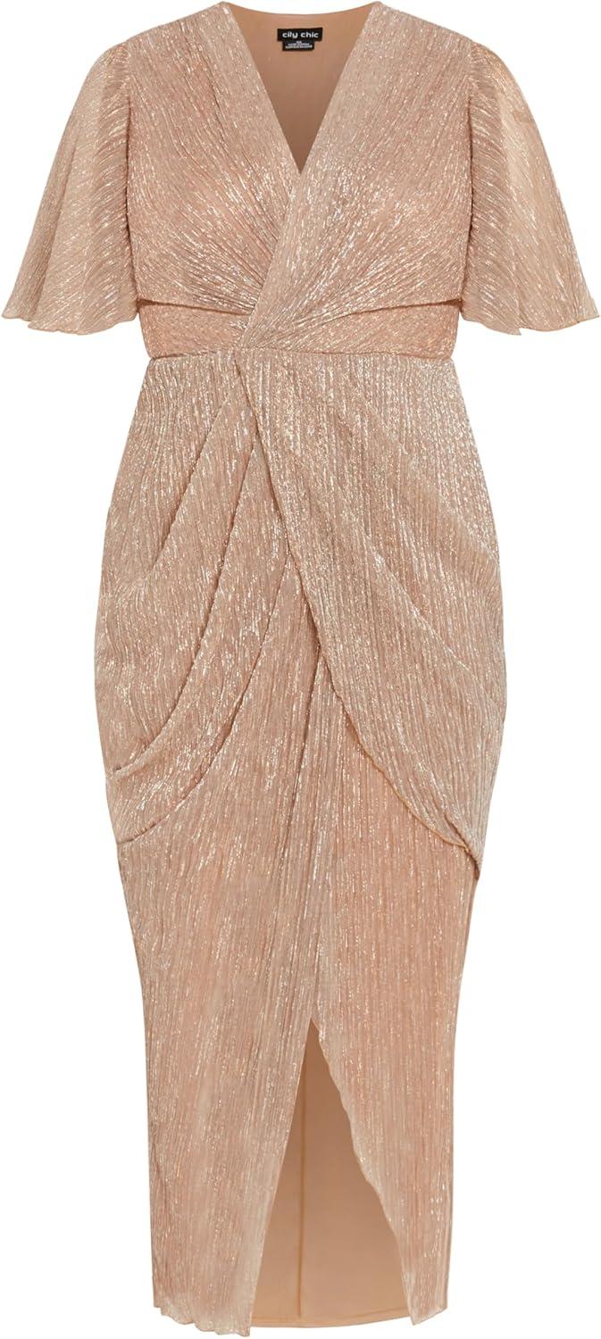 image:imageCity Chic Womens Plus Size Cocktail Dress Lily Sparkle MaxiSoft Blush