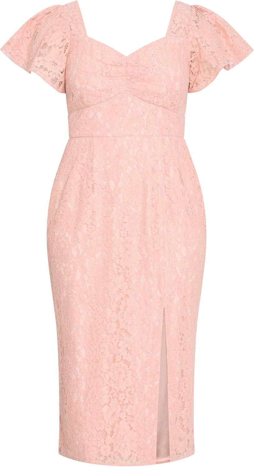 image:imageCity Chic Womens Plus Size Cocktail Dress Maisie Lace MidiBallet Pink